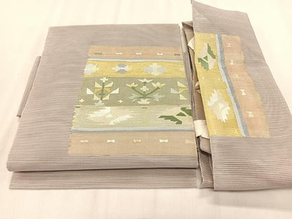 平和屋着物＊夏物　つけ帯　絽綴れ　横段花文　正絹　逸品　CABK1548fb