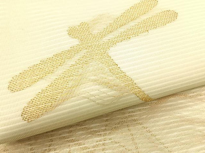 平和屋着物＊夏物　九寸名古屋帯　トンボ　金糸　正絹　逸品　CABK1552fb