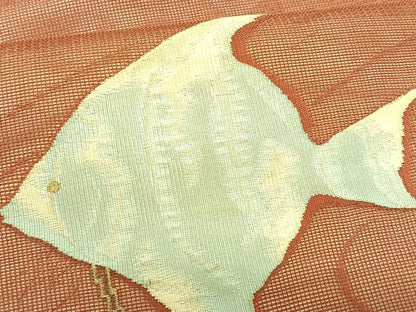 平和屋着物＊夏物　九寸名古屋帯　エンゼルフィッシュ　金糸　正絹　逸品　CABK1553fb