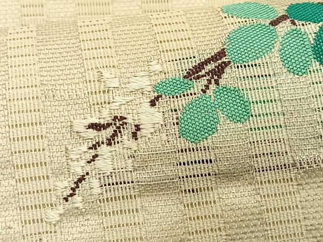 平和屋着物＊夏物　九寸名古屋帯　萩　銀糸　正絹　逸品　CABK1556fb