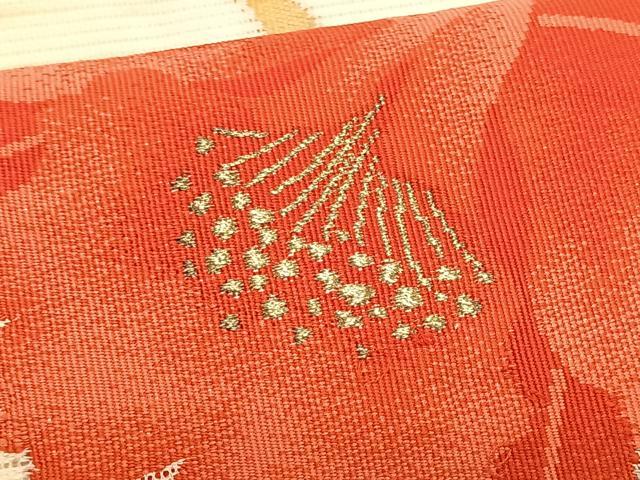 平和屋着物＊夏物　九寸名古屋帯　草花文　銀糸　正絹　逸品　CABK1557fb