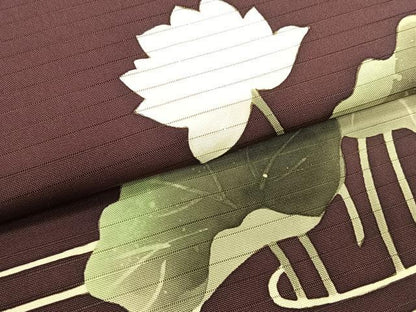 平和屋着物＊夏物　絽塩瀬　九寸名古屋帯　ろうけつ染め　蓮　正絹　逸品　CABK1558fb