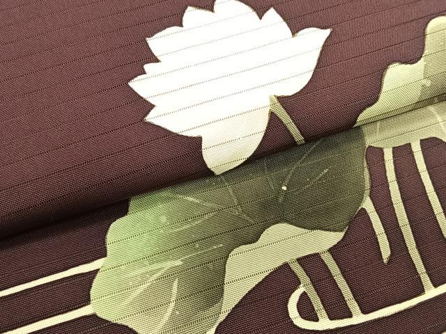 平和屋着物＊夏物　絽塩瀬　九寸名古屋帯　ろうけつ染め　蓮　正絹　逸品　CABK1558fb