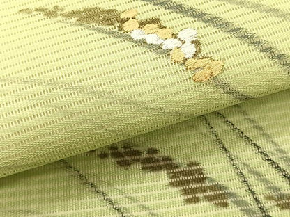 平和屋着物＊夏物　九寸名古屋帯　作家物　手描き　刺繍　稲穂　正絹　逸品　CABK1559fb