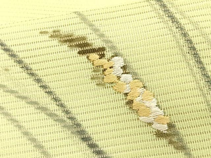 平和屋着物＊夏物　九寸名古屋帯　作家物　手描き　刺繍　稲穂　正絹　逸品　CABK1559fb