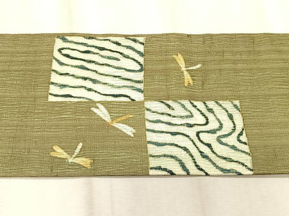 平和屋着物＊夏物　九寸名古屋帯　櫛織り　トンボ　金彩　正絹　逸品　CABK1560fb