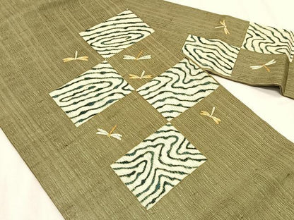 平和屋着物＊夏物　九寸名古屋帯　櫛織り　トンボ　金彩　正絹　逸品　CABK1560fb