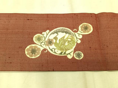 平和屋着物＊夏物　松煙染の第一人者　川島草苑　絹芭蕉　型絵染　花鳥丸文　正絹　逸品　CABK1566fb
