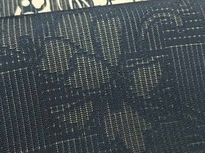 平和屋着物＊夏物　九寸開き名古屋帯　作家物　伊勢型染　葡萄蔦の葉文　正絹　逸品　CABK1567fb