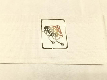 平和屋着物＊夏物　九寸名古屋帯　紅型　紬地　色紙吉祥文　正絹　逸品　CABK1568fb