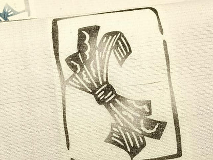 平和屋着物＊夏物　九寸名古屋帯　紅型　紬地　色紙吉祥文　正絹　逸品　CABK1568fb