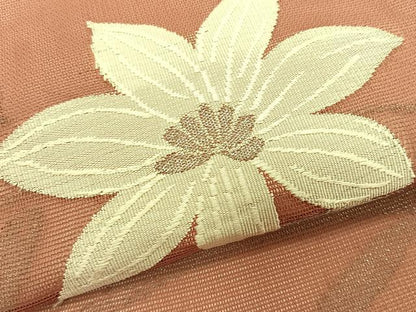 平和屋着物＊夏物　九寸名古屋帯　枝花文　銀糸　正絹　逸品　CABK1572fb