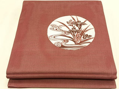 平和屋着物＊夏物　九寸開き名古屋帯　流水杜若　正絹　逸品　CABK1576fb
