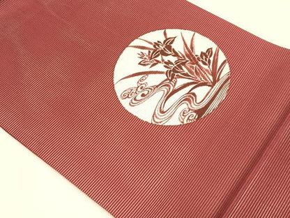 平和屋着物＊夏物　九寸開き名古屋帯　流水杜若　正絹　逸品　CABK1576fb