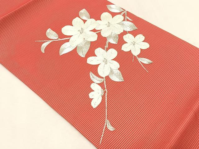 平和屋着物＊夏物　九寸開き名古屋帯　駒刺繍　総刺繍　枝花文　正絹　逸品　CABK1577fb