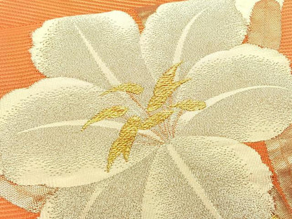 平和屋着物＊夏物　九寸名古屋帯　枝花文　金銀糸　正絹　逸品　CABK1580fb