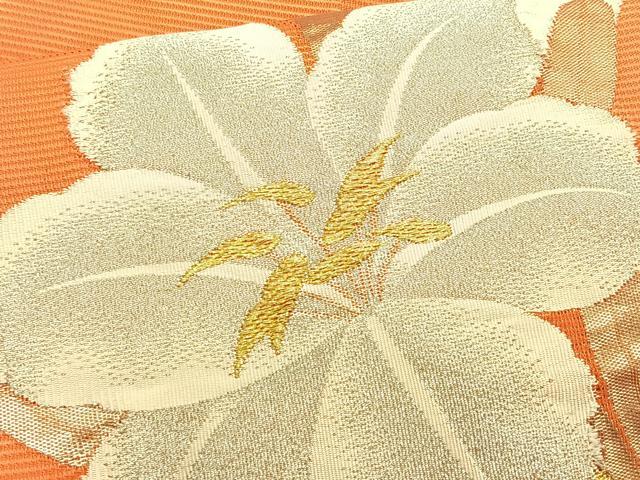 平和屋着物＊夏物　九寸名古屋帯　枝花文　金銀糸　正絹　逸品　CABK1580fb