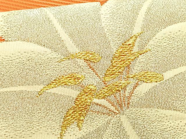 平和屋着物＊夏物　九寸名古屋帯　枝花文　金銀糸　正絹　逸品　CABK1580fb