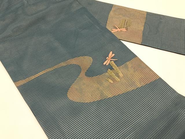 平和屋着物＊夏物　九寸名古屋帯　トンボ　金糸　正絹　逸品　CABK1581fb
