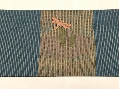 平和屋着物＊夏物　九寸名古屋帯　トンボ　金糸　正絹　逸品　CABK1581fb