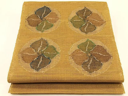 平和屋着物＊夏物　八寸名古屋帯　花丸文　金糸　正絹　逸品　CABK1586fb