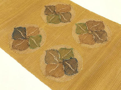 平和屋着物＊夏物　八寸名古屋帯　花丸文　金糸　正絹　逸品　CABK1586fb