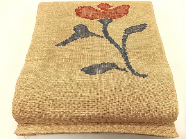 平和屋着物＊夏物　西陣　八寸名古屋帯　枝花文　帯反物　自然布　逸品　CABK1587fb