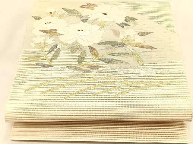 平和屋着物＊夏物　八寸名古屋帯　絽綴れ　草花文　金銀糸　正絹　逸品　CABK1588fb