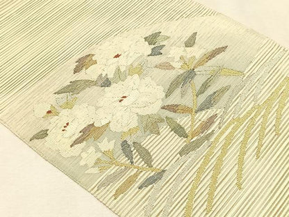 平和屋着物＊夏物　八寸名古屋帯　絽綴れ　草花文　金銀糸　正絹　逸品　CABK1588fb