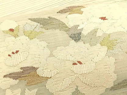 平和屋着物＊夏物　八寸名古屋帯　絽綴れ　草花文　金銀糸　正絹　逸品　CABK1588fb
