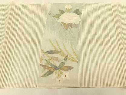 平和屋着物＊夏物　八寸名古屋帯　絽綴れ　草花文　金銀糸　正絹　逸品　CABK1588fb