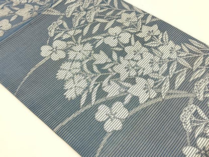 平和屋着物＊夏物　名九寸開き古屋帯　枝花文　銀糸　正絹　逸品　CABK1589fb