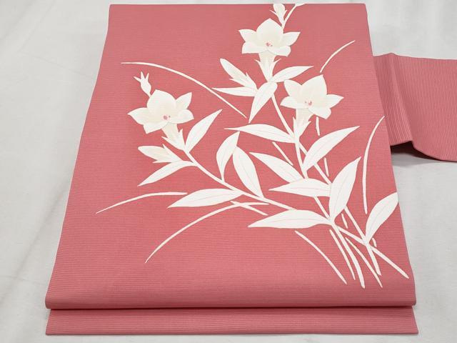 平和屋着物＊夏物　絽塩瀬　九寸名古屋帯　桔梗　銀彩　正絹　逸品　CABK1593fb