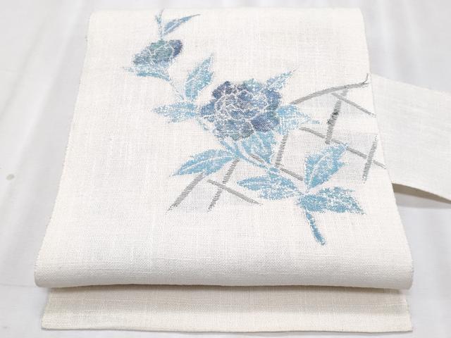 平和屋着物＊夏物　八寸名古屋帯　籬枝花文　銀糸　逸品　CABK1595fb