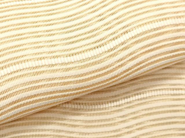 平和屋着物＊夏物　八寸名古屋帯　絽綴れ　よろけ縞　雄黄色　正絹　逸品　CABK1599fb