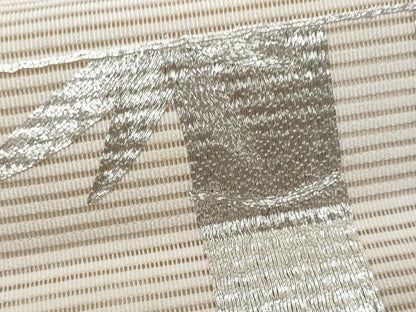 平和屋着物＊夏物　八寸名古屋帯　絽綴れ　駒刺繍　笹竹文　正絹　逸品　CABK1600fb