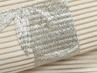 平和屋着物＊夏物　八寸名古屋帯　絽綴れ　駒刺繍　笹竹文　正絹　逸品　CABK1600fb