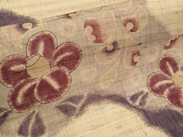 平和屋着物＊夏物　九寸名古屋帯　辻が花　手描き　生紬　正絹　逸品　CABK1603tx