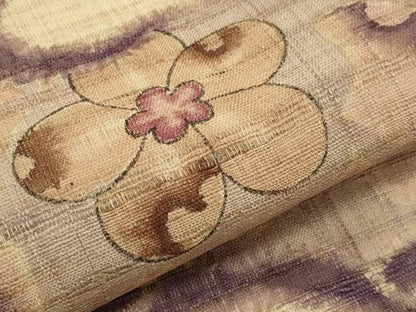 平和屋着物＊夏物　九寸名古屋帯　辻が花　手描き　生紬　正絹　逸品　CABK1603tx