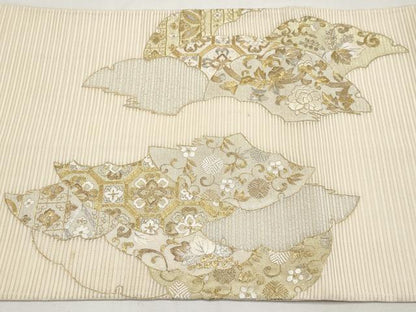 平和屋着物＊夏物　太鼓柄袋帯　絽綴れ　総刺繍　雪輪重ね花唐草文　金銀糸　正絹　逸品　CABK1606tx
