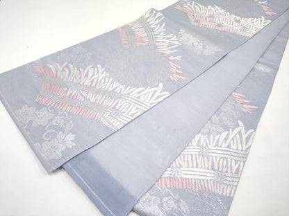 平和屋着物＊夏物　六通柄　本袋帯　籬花丸文　銀糸　正絹　逸品　CABK1609tx
