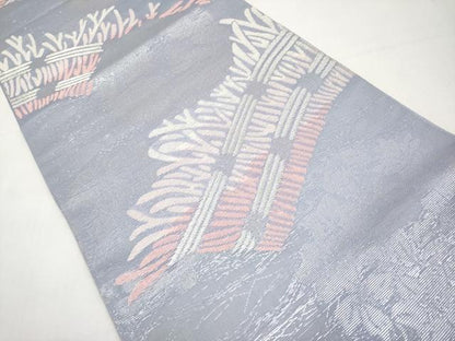 平和屋着物＊夏物　六通柄　本袋帯　籬花丸文　銀糸　正絹　逸品　CABK1609tx