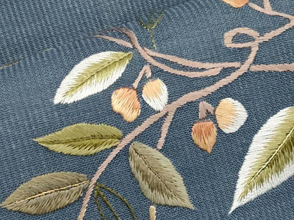 平和屋着物＊夏物　九寸名古屋帯　総刺繍　枝花文　正絹　逸品　CABK1613tx