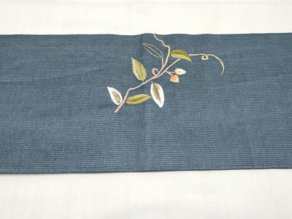 平和屋着物＊夏物　九寸名古屋帯　総刺繍　枝花文　正絹　逸品　CABK1613tx