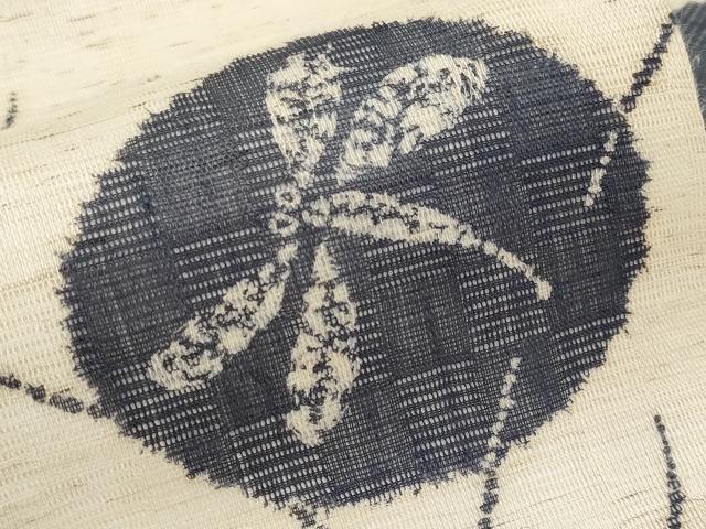 平和屋着物＊夏物　九寸名古屋帯　花倉織　藍　トンボ　麻　逸品　CABK1614tx