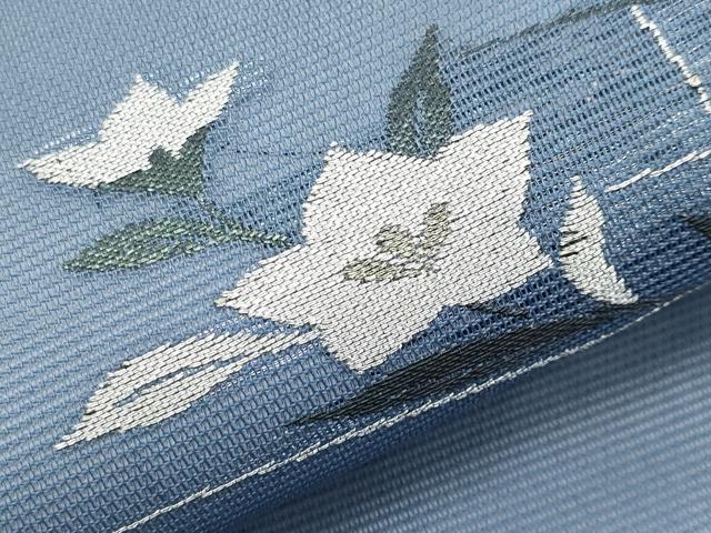 平和屋着物＊夏物　九寸名古屋帯　花籠文　銀糸　正絹　逸品　未使用　CABK1616tx