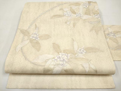 平和屋着物＊夏物　九寸名古屋帯　唐織　枝花文　金銀糸　正絹　逸品　CABK1617tx