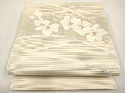平和屋着物＊夏物　八寸名古屋帯　絽綴れ　舞花文　金銀糸　正絹　逸品　CABK1620tx