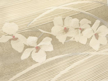 平和屋着物＊夏物　八寸名古屋帯　絽綴れ　舞花文　金銀糸　正絹　逸品　CABK1620tx