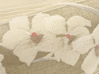 平和屋着物＊夏物　八寸名古屋帯　絽綴れ　舞花文　金銀糸　正絹　逸品　CABK1620tx